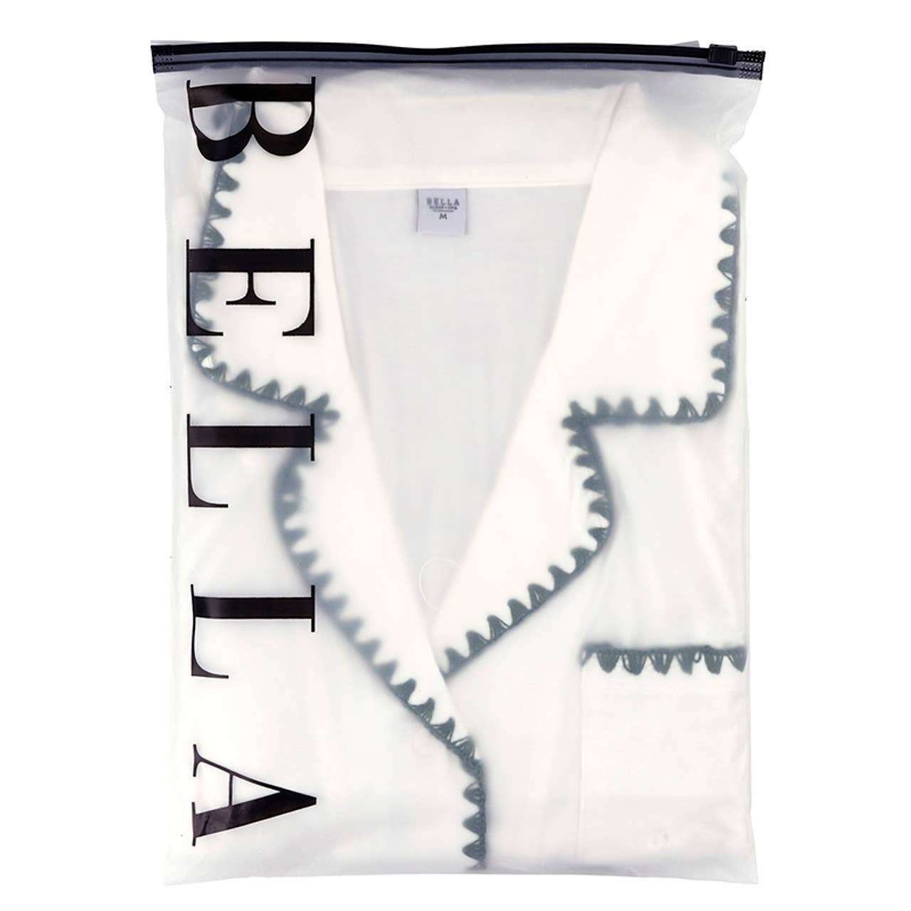 Bella Sleep + Spa - Short Bamboo PJ Set - White + Forest Green Whip Stitch