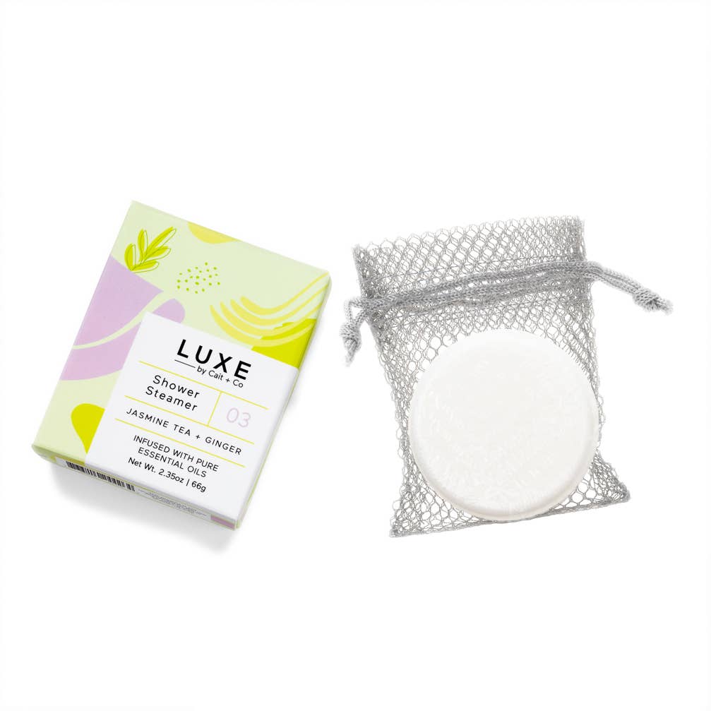 Cait + Co - Luxe Jasmine Tea + Ginger Shower Steamer Fizzy Bomb