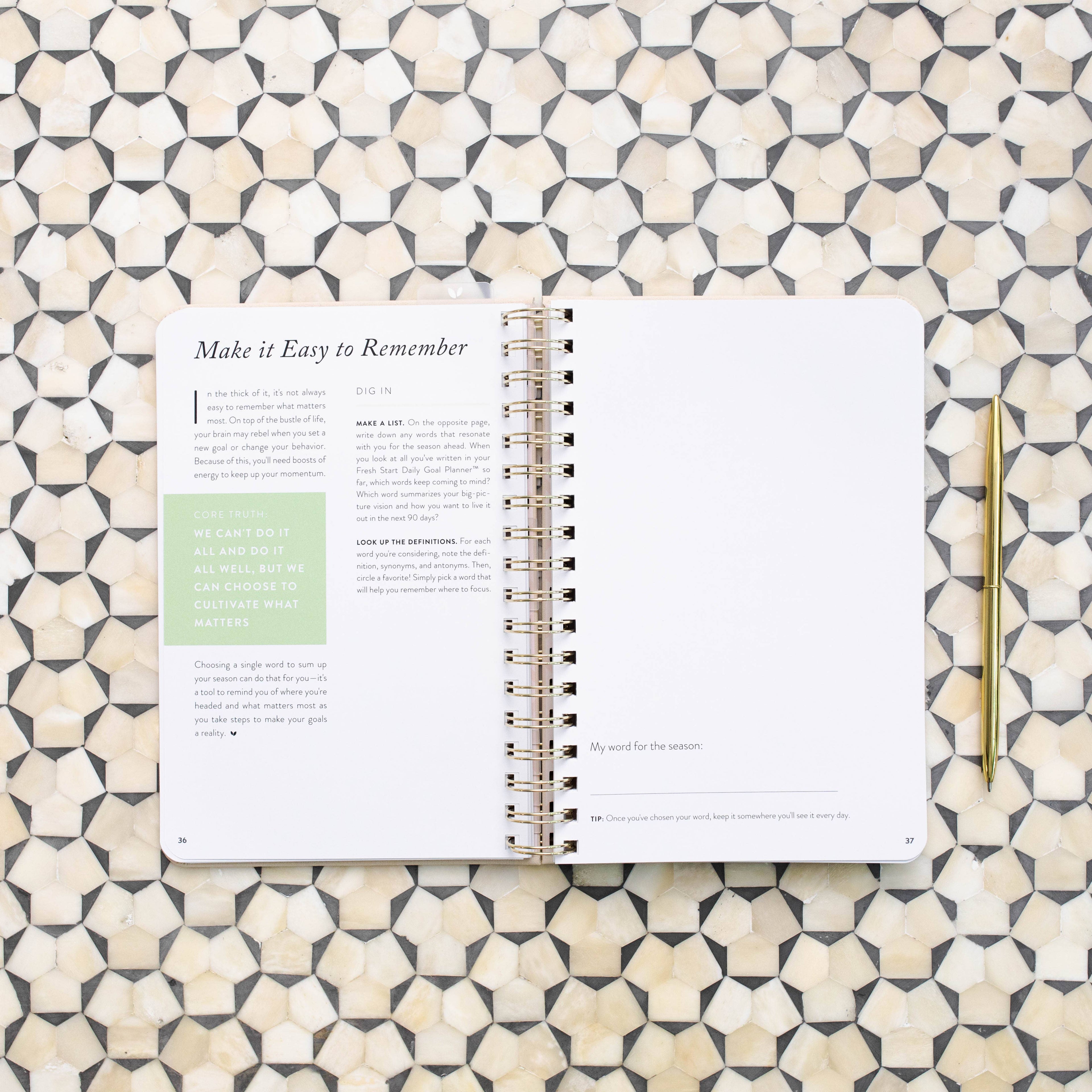 The Daily Grace Co - Fresh Start Daily Goal Planner | Natural Spiral | Undated