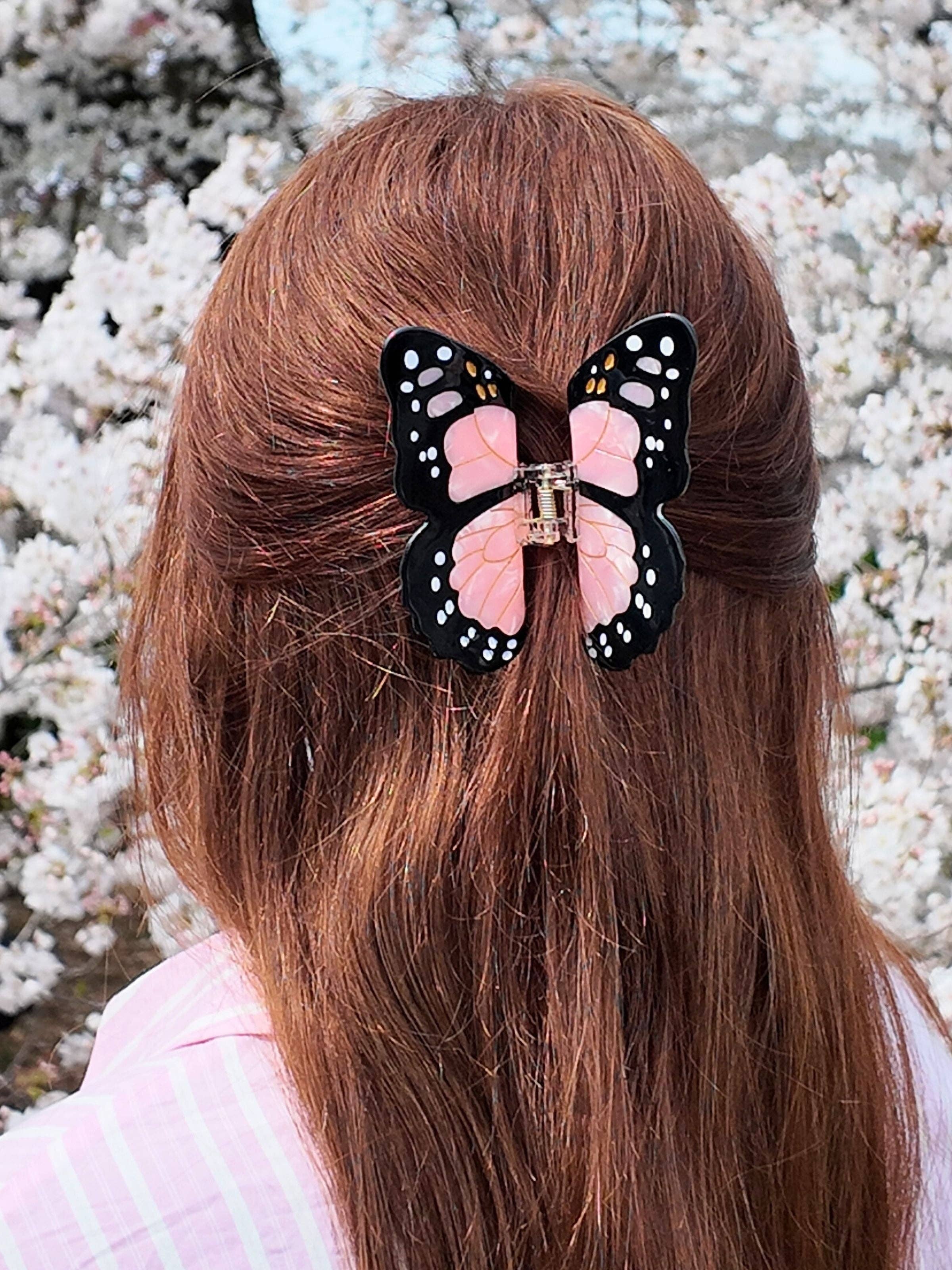 Solar Eclipse - Hand-painted Monarch Butterfly Claw Hair Clip | Eco-Friendly