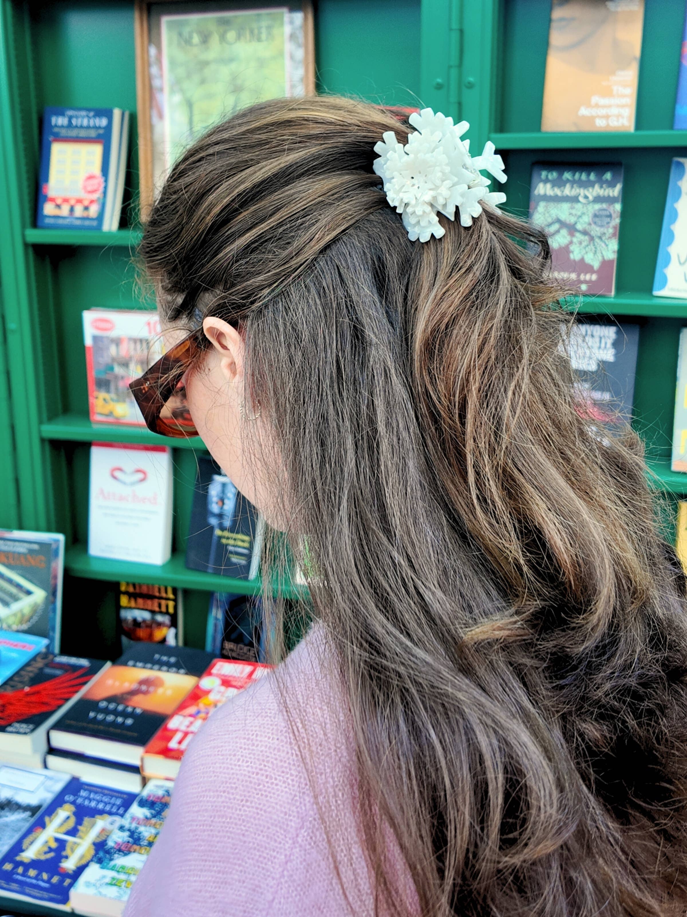 Solar Eclipse - Hand-painted Origami Snowflake Hair Claw Clip | Eco-Friendly