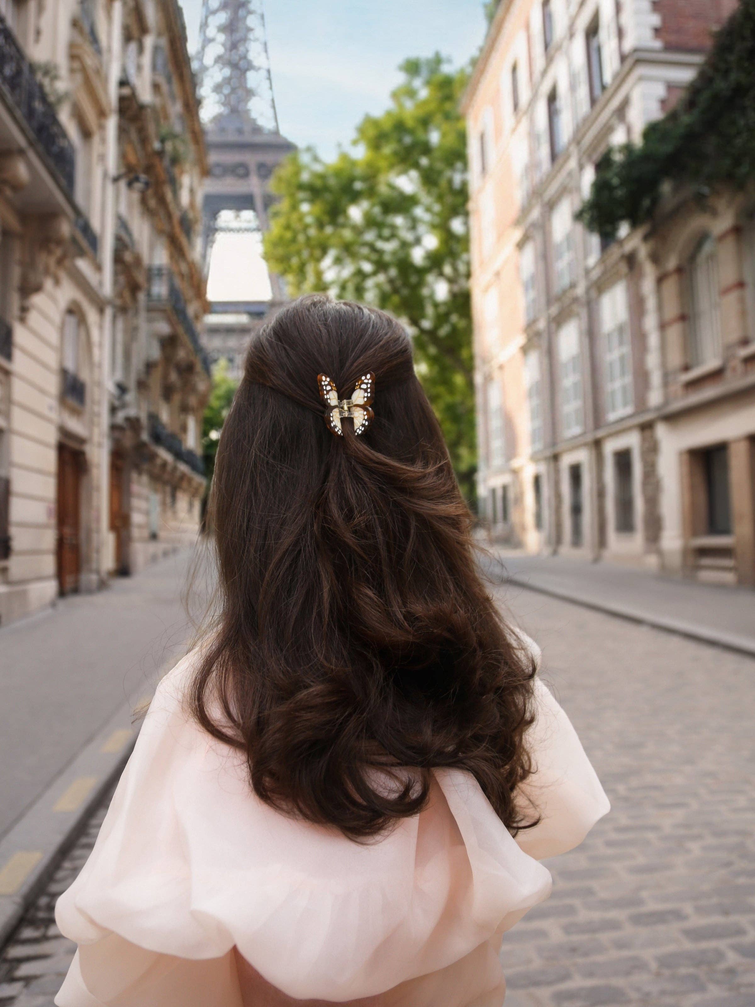 Solar Eclipse - Hand-painted Mini Boho Monarch Claw Hair Clip | Eco-Friendly