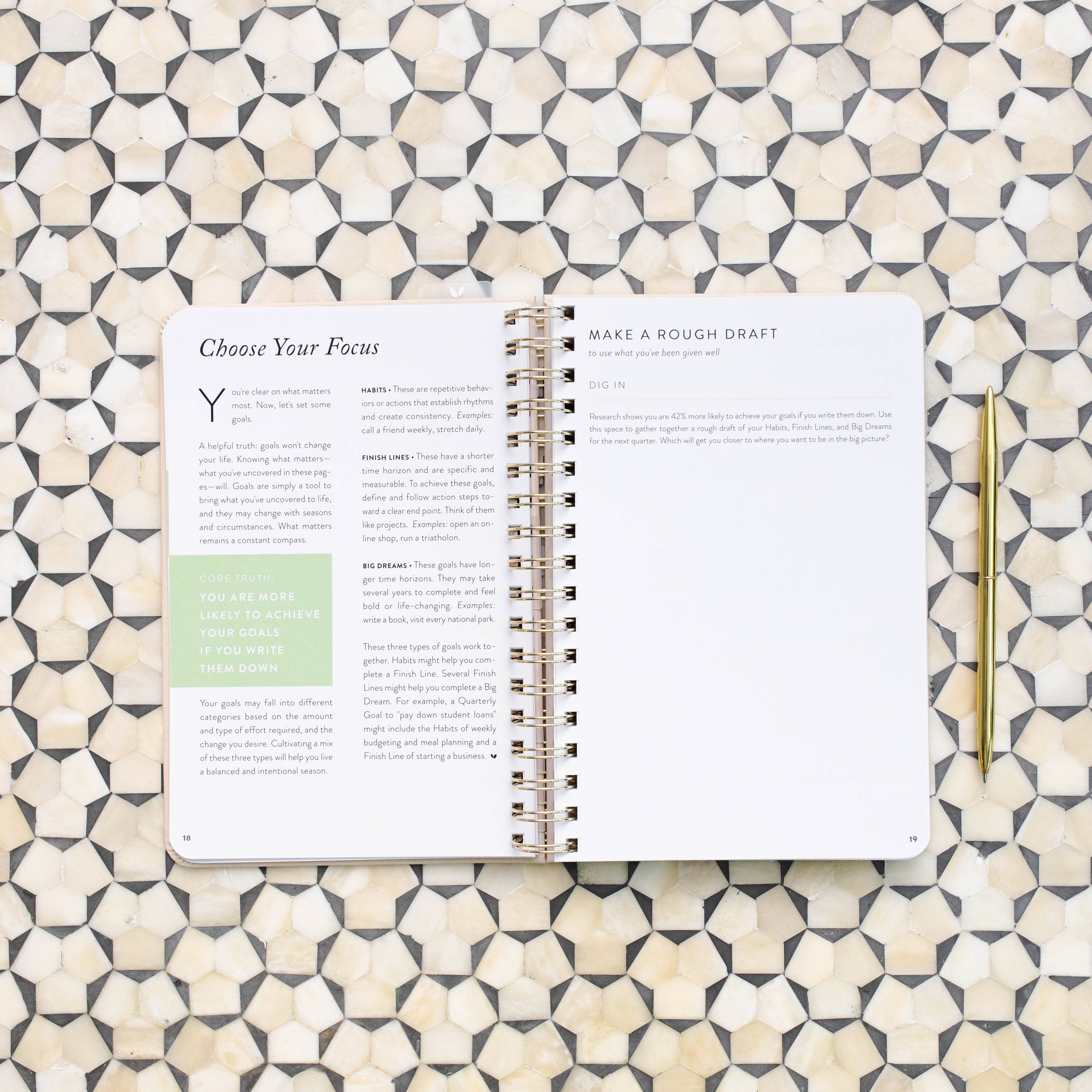 The Daily Grace Co - Fresh Start Daily Goal Planner | Natural Spiral | Undated