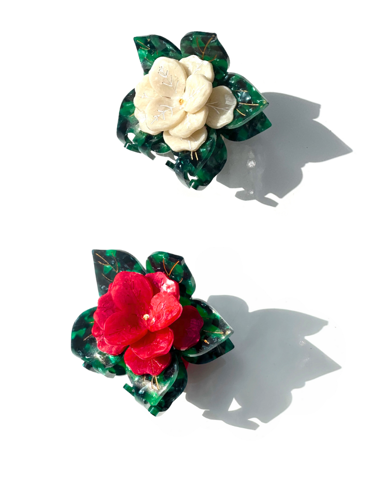 Solar Eclipse - Hand-painted Poinsettia Claw Hair Clip | Eco-Friendly