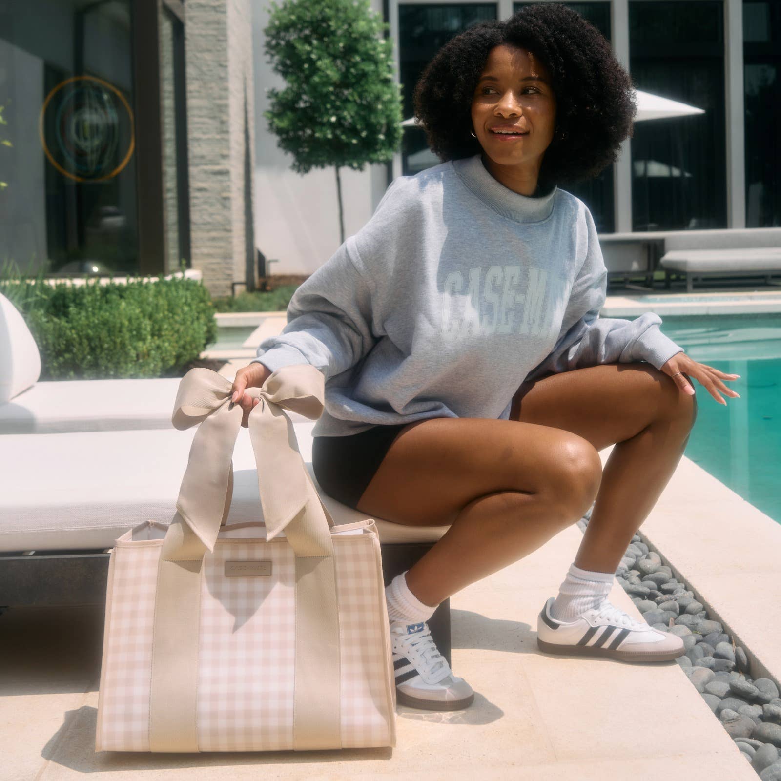 Case-Mate - Case-Mate Latte Gingham Bow Jelly Tote Bag