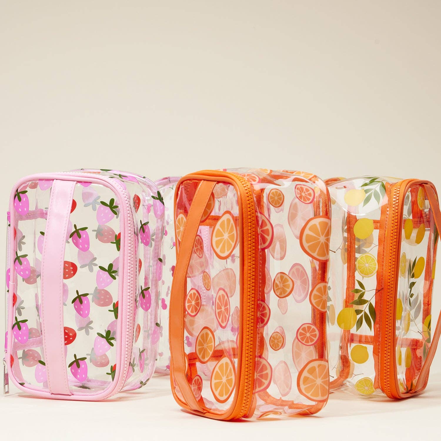 Frem - Fruit-Print Clear Makeup Bag with Handle Travel Organizer