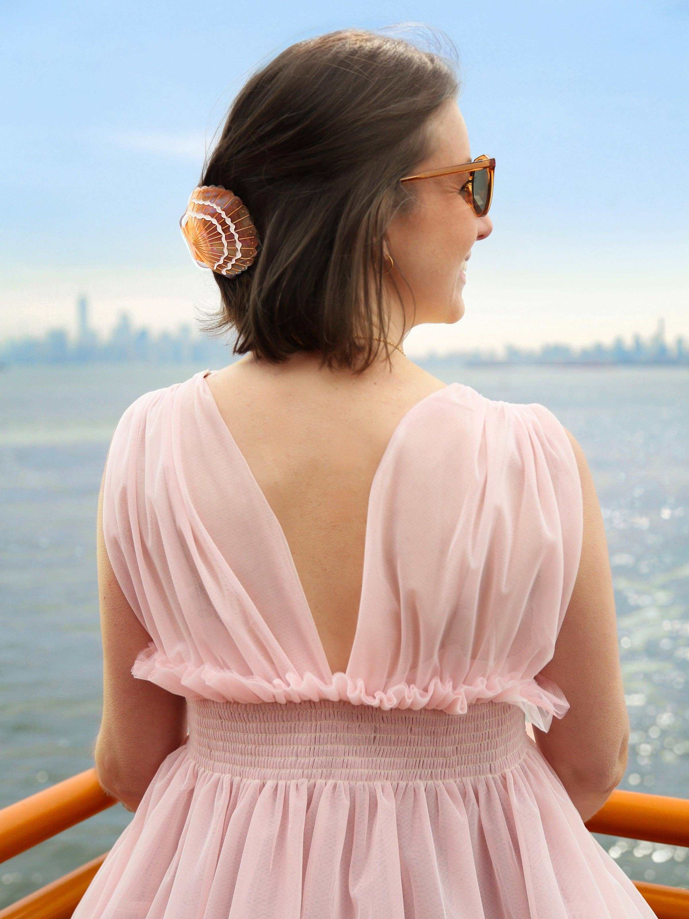 Solar Eclipse - Hand-painted Seashell Claw Hair Clip | Eco-Friendly