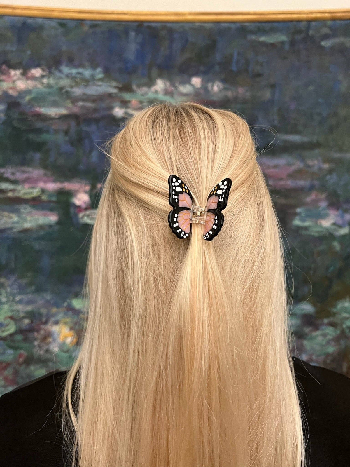 Solar Eclipse - Hand-painted Mini Monarch Butterfly Claw Hair Clip | Eco-Friendly