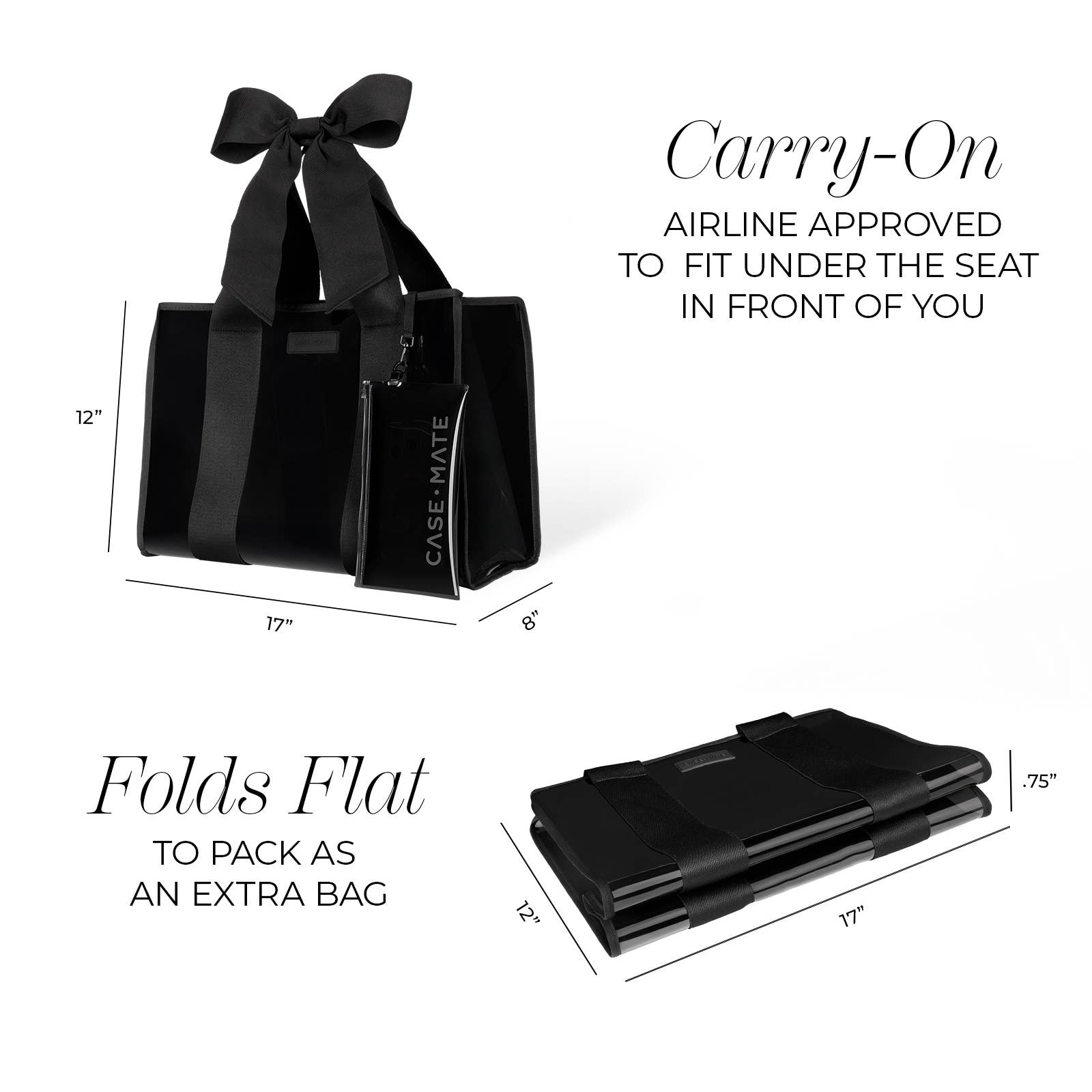 Case-Mate - Case-Mate Midnight Black Bow Jelly Tote Bag