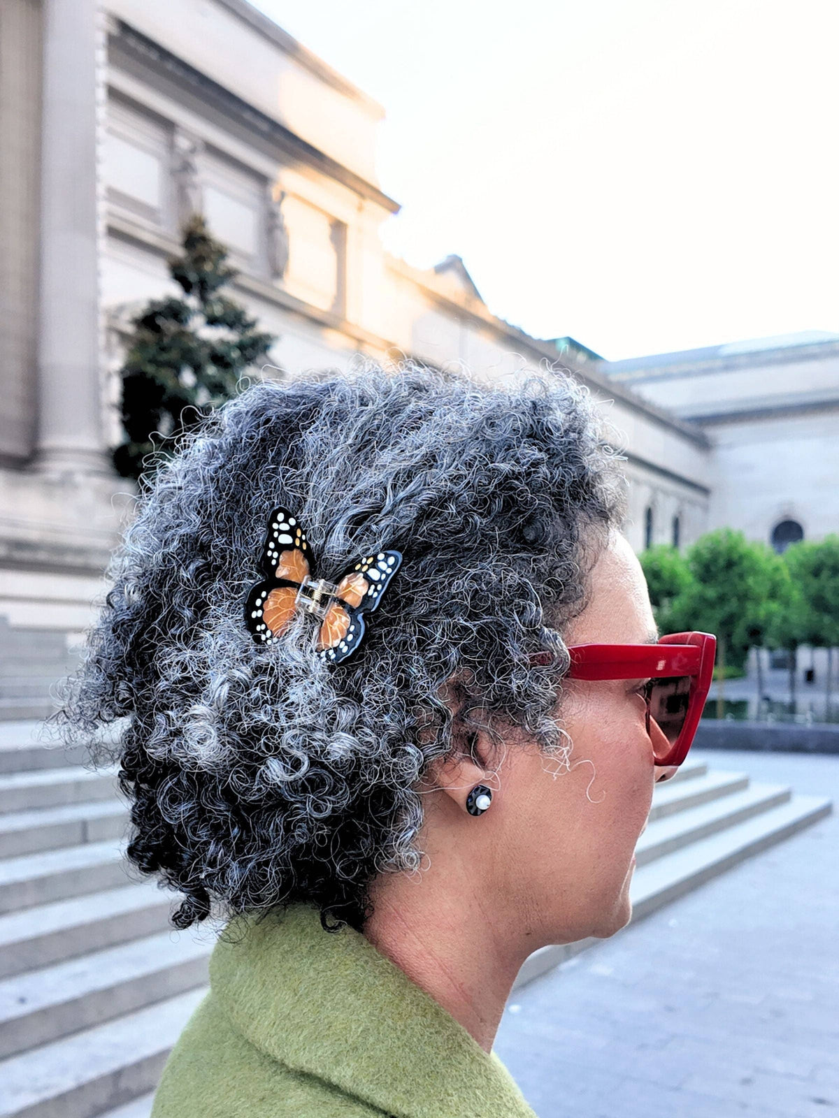 Solar Eclipse - Hand-painted Mini Monarch Butterfly Claw Hair Clip | Eco-Friendly