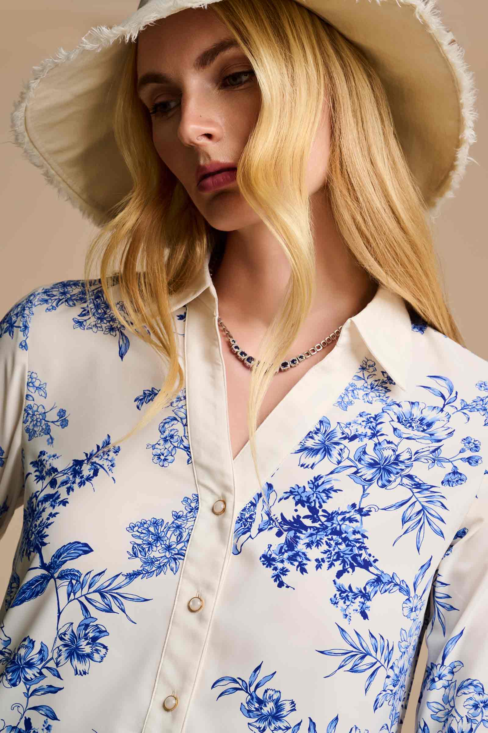 Coolibar - Icaria Tunic Dress | Vanilla China Blue Damask