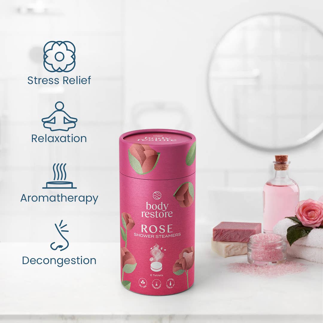 body restore⎜steam eye masks, shower steamers, tallow - Luxury Rose Shower Steamers - 6pk Floral Bridal & Spa Gift