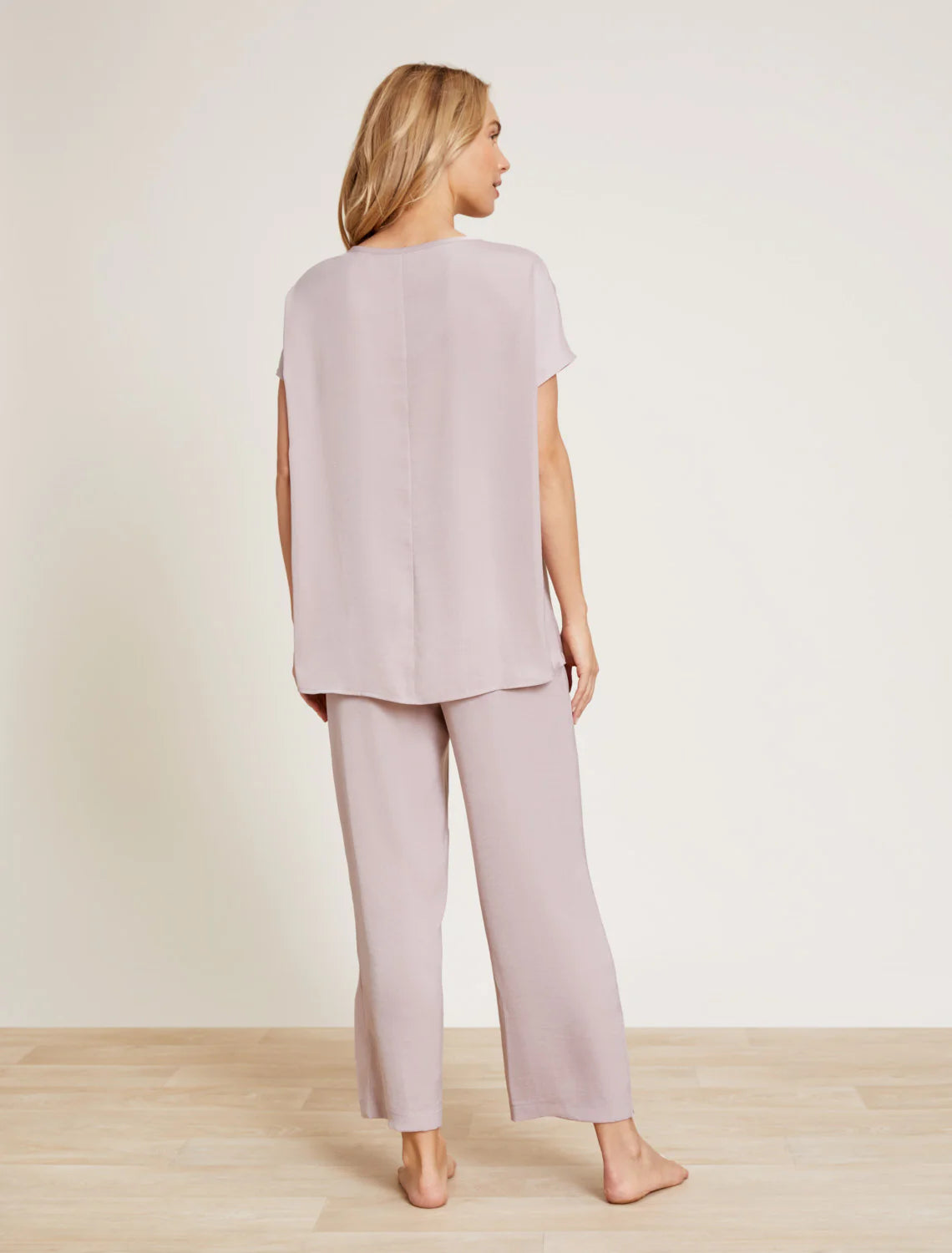 Barefoot Dreams Washed Satin Tee & Cropped Pant Set