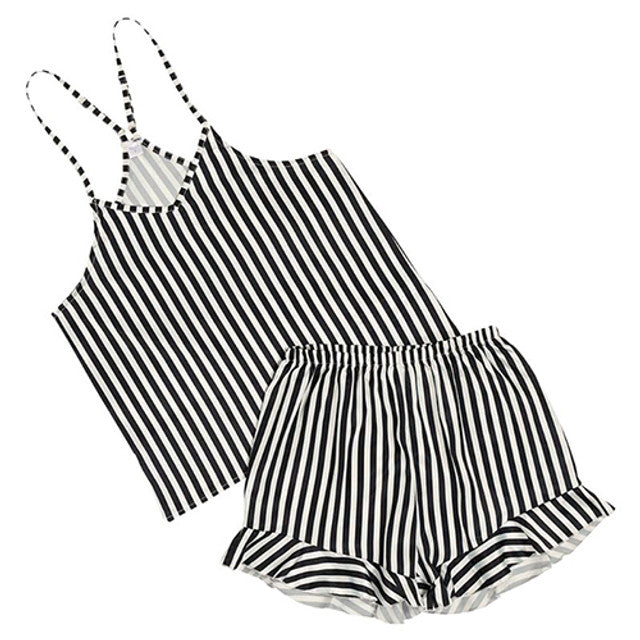 Cami and Ruffled Shorts - Stripes