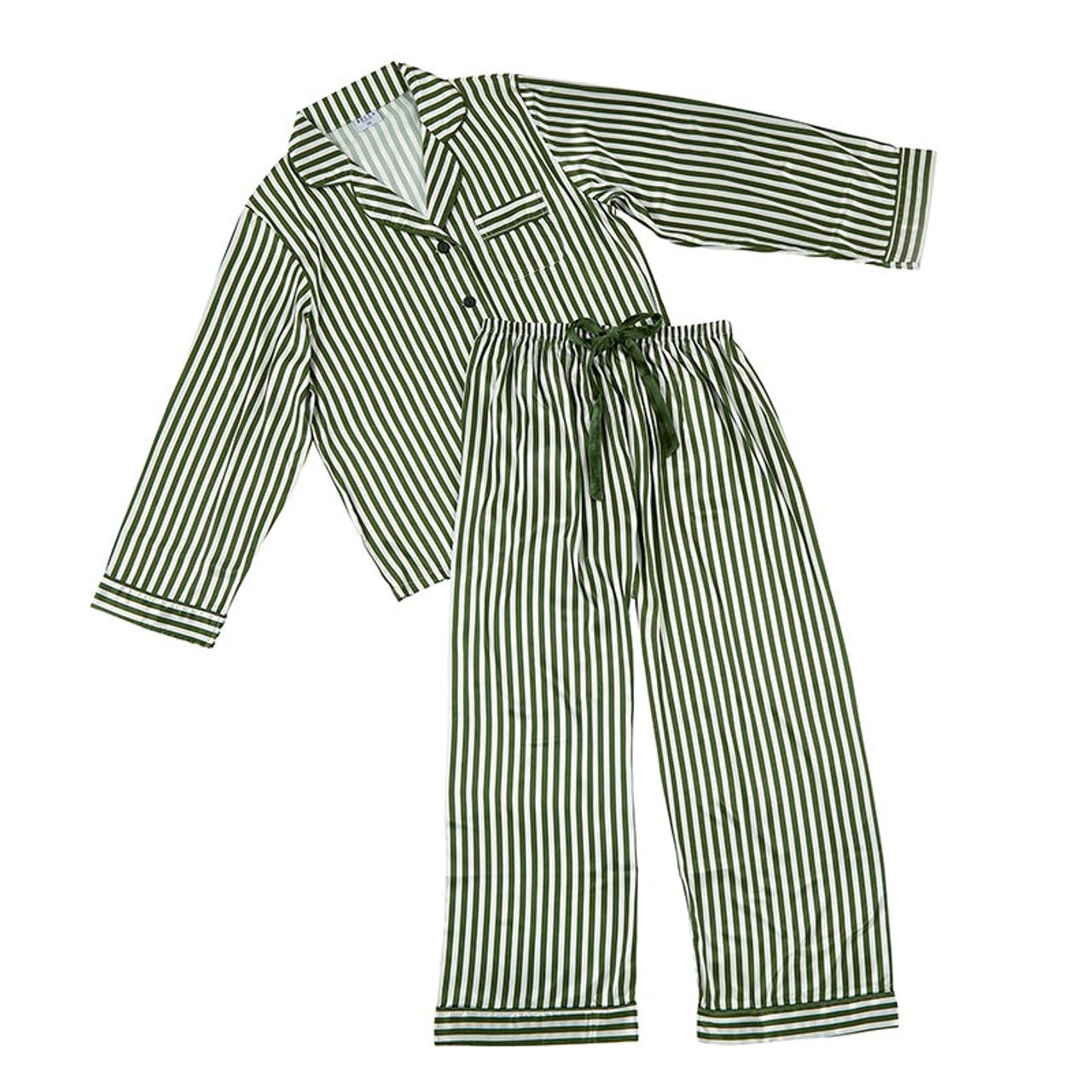 Long Sleeve Green Stripe Pajamas