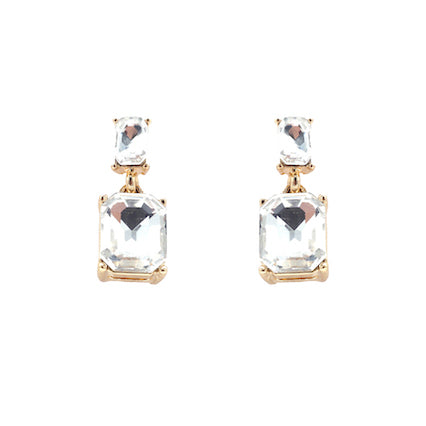 Rene Gold Clear Earrings
