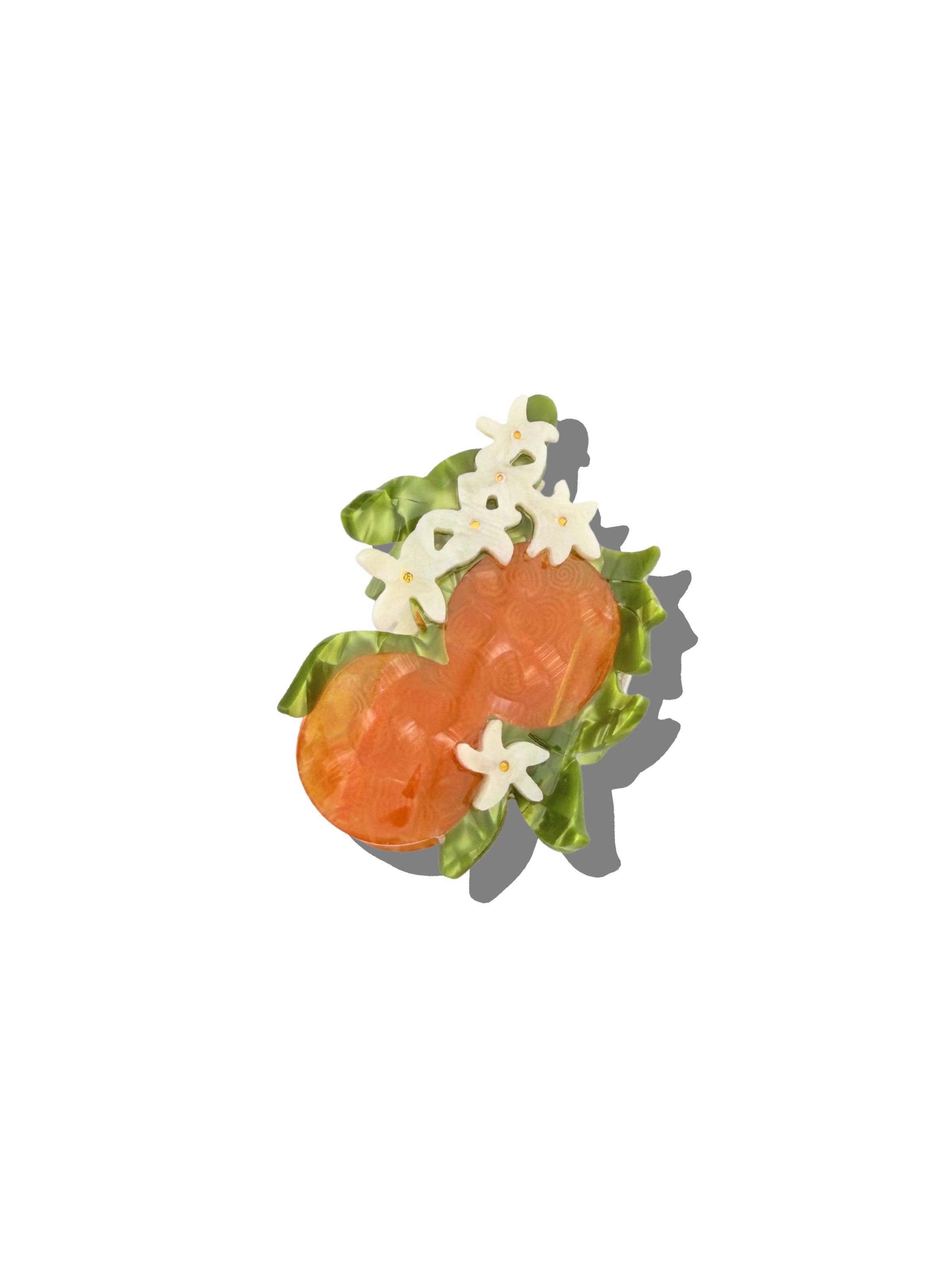 Solar Eclipse - Hand-painted Orange Blossom Claw Hair Clip | Eco-Friendly