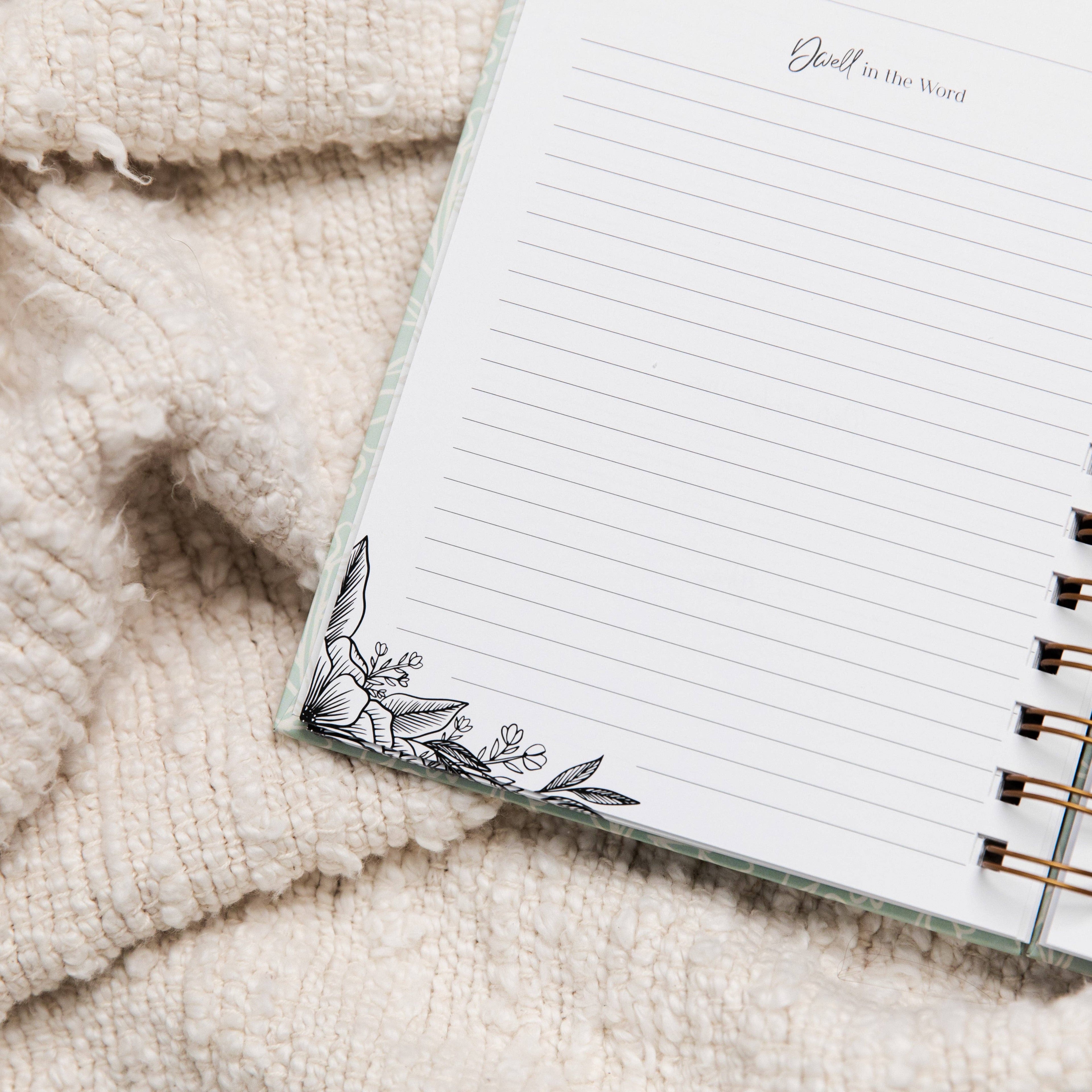 The Daily Grace Co - Dwell in the Word Journal | Blue Floral Spiral