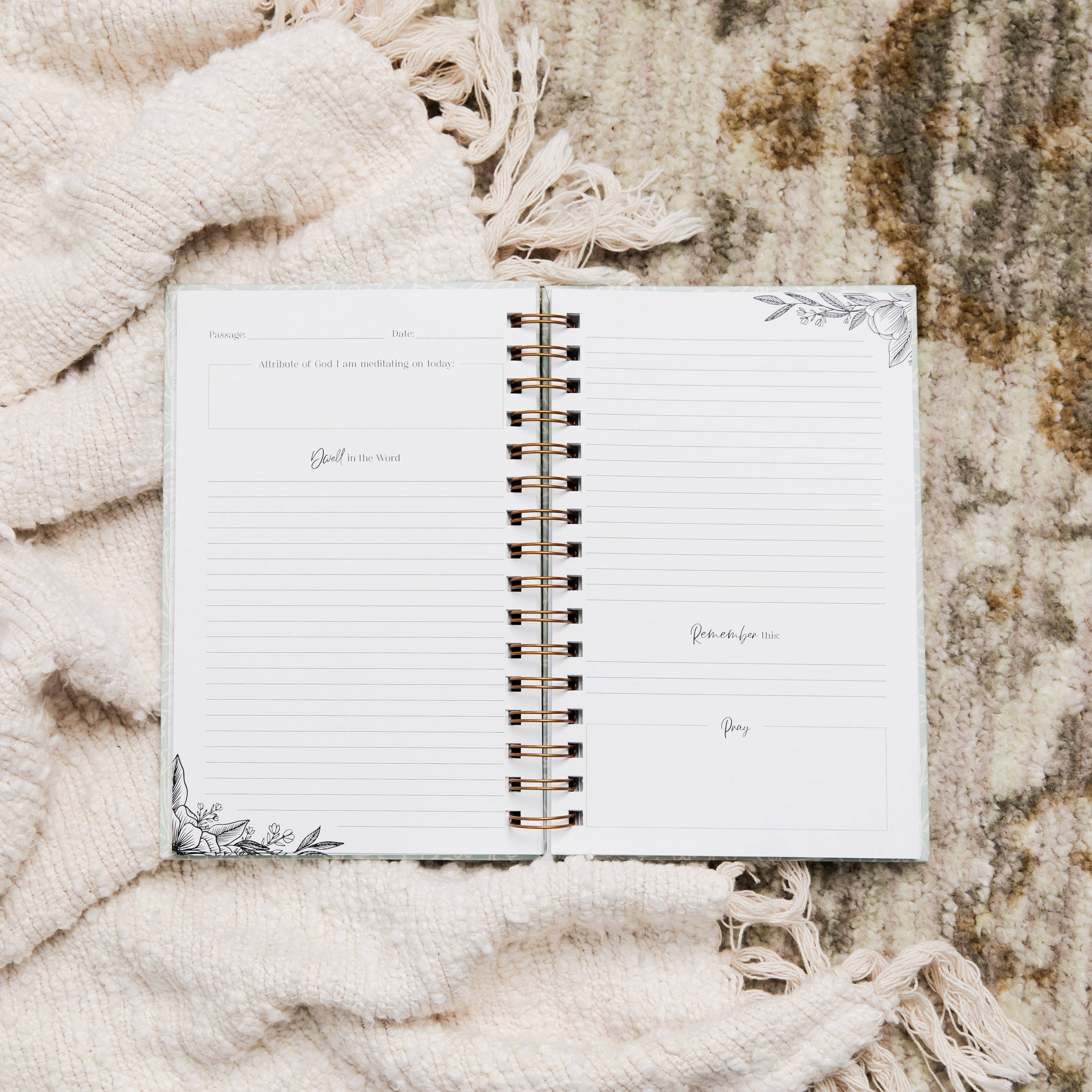 The Daily Grace Co - Dwell in the Word Journal | Blue Floral Spiral