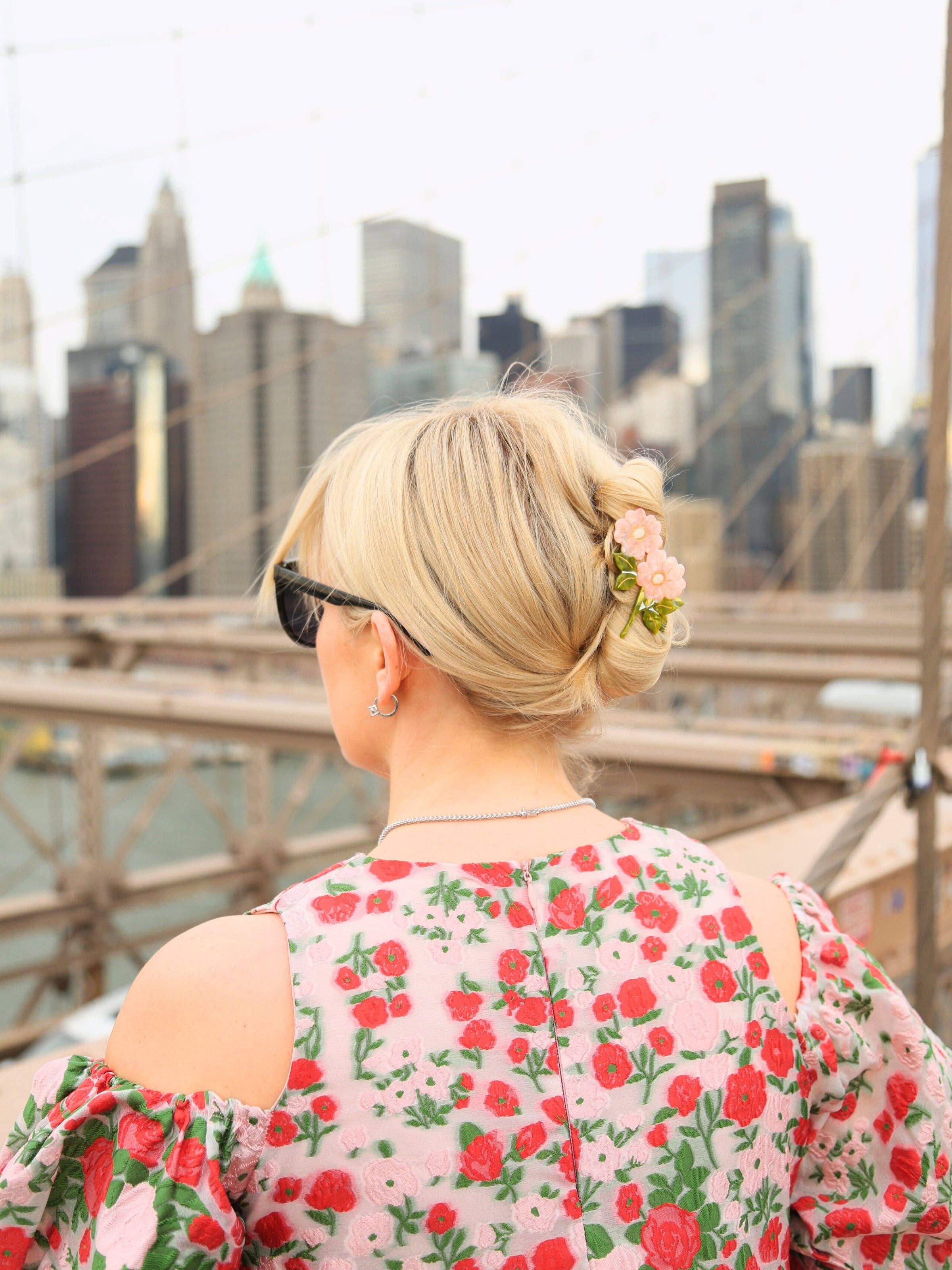 Solar Eclipse - Hand-painted Wild Roses Claw Hair Clip | Eco-Friendly