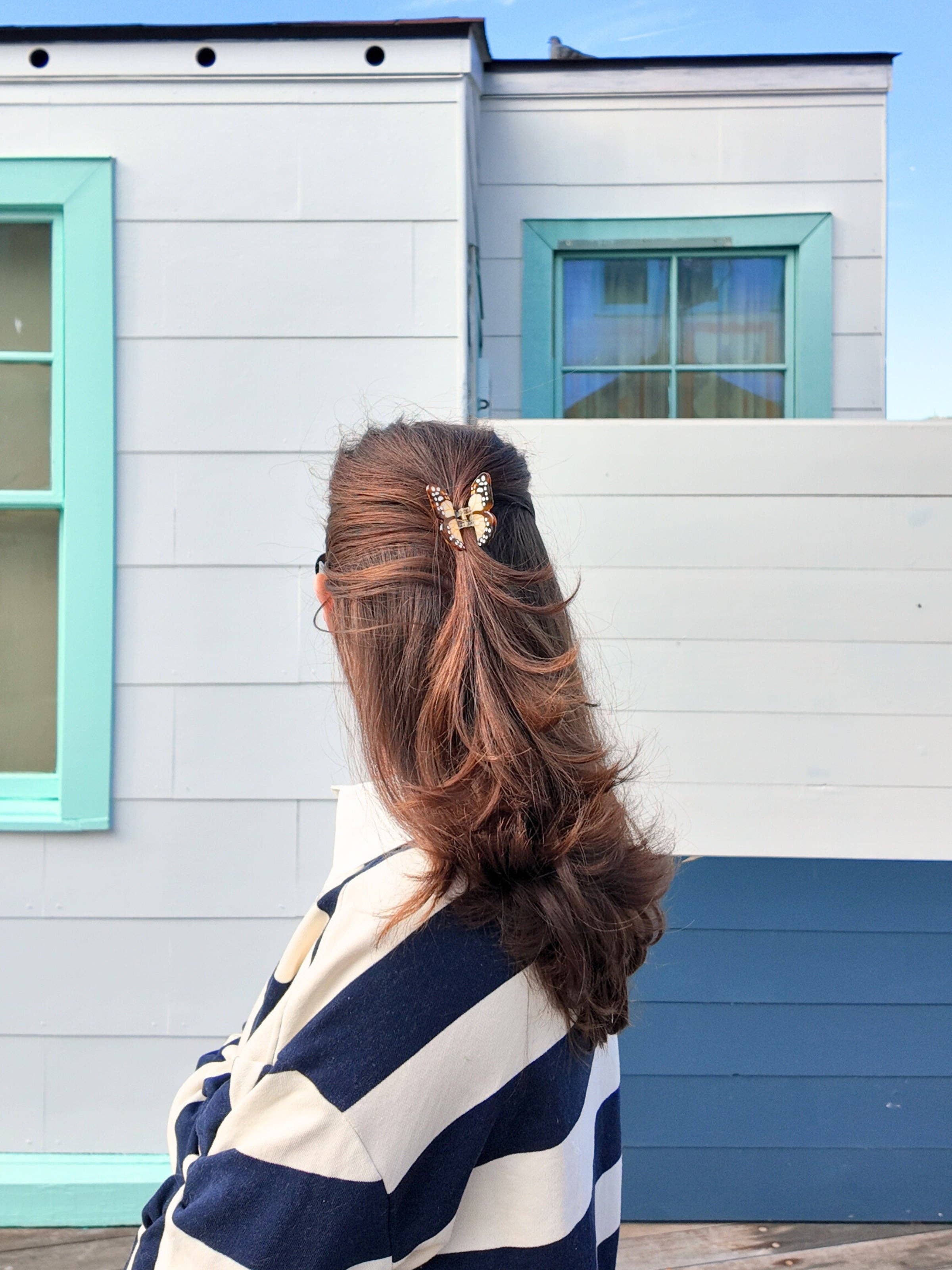 Solar Eclipse - Hand-painted Mini Boho Monarch Claw Hair Clip | Eco-Friendly