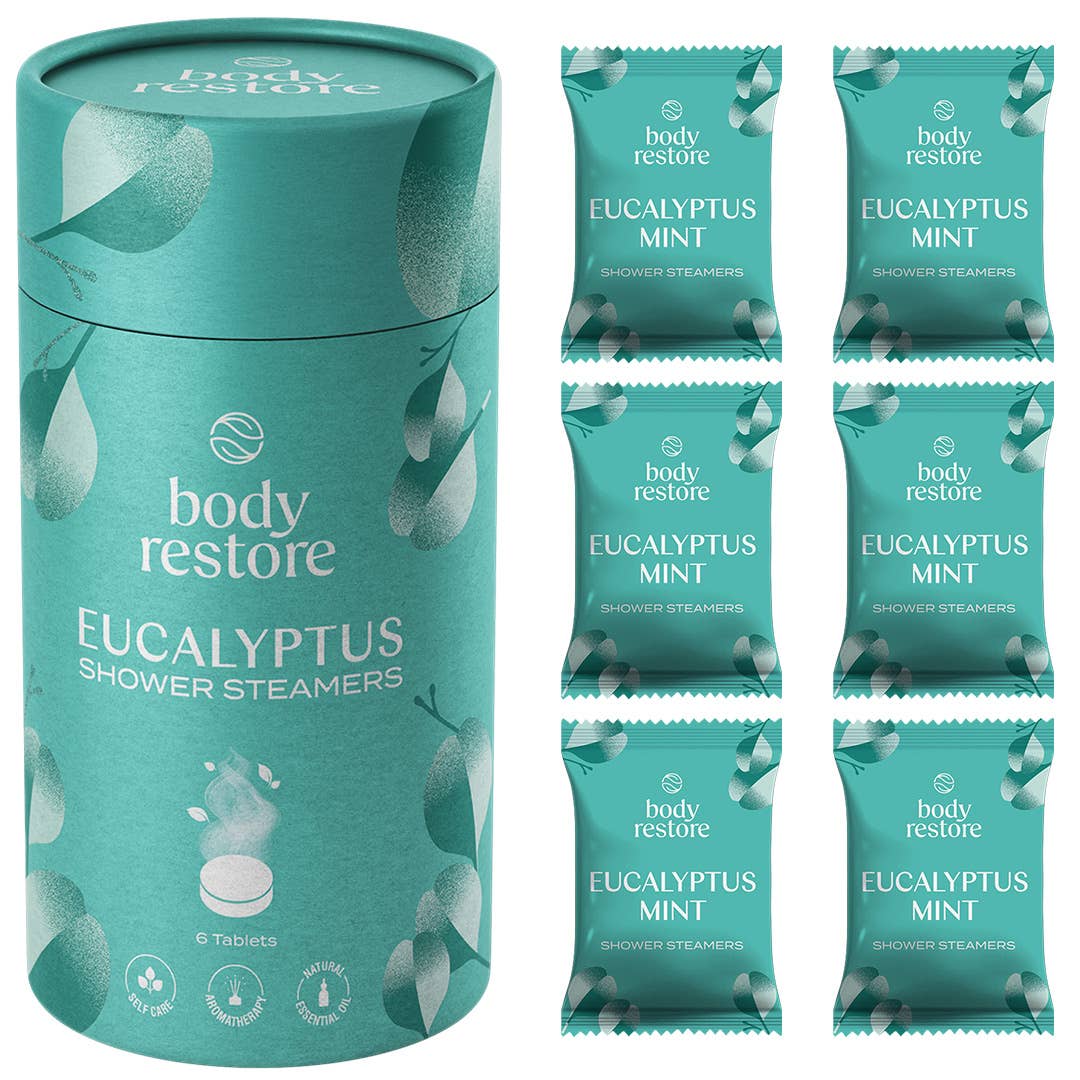 body restore⎜steam eye masks, shower steamers, tallow - Cooling Eucalyptus & Mint Shower Steamers - 6pk Relaxing Spa