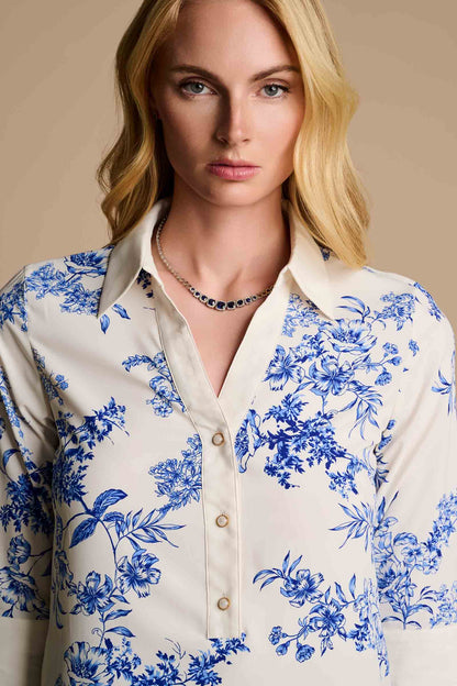 Coolibar - Icaria Tunic Dress | Vanilla China Blue Damask
