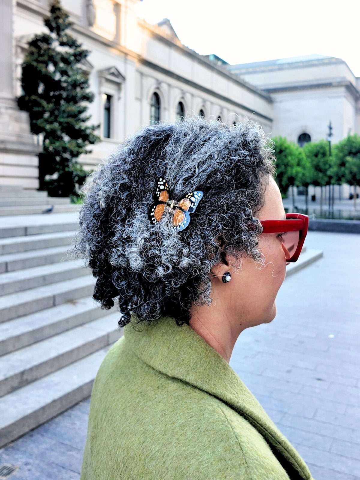 Solar Eclipse - Hand-painted Mini Monarch Butterfly Claw Hair Clip | Eco-Friendly