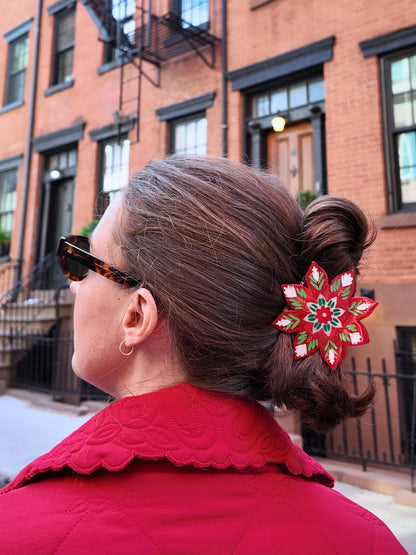 Solar Eclipse - Hand-painted Christmas Flower Hair Clip