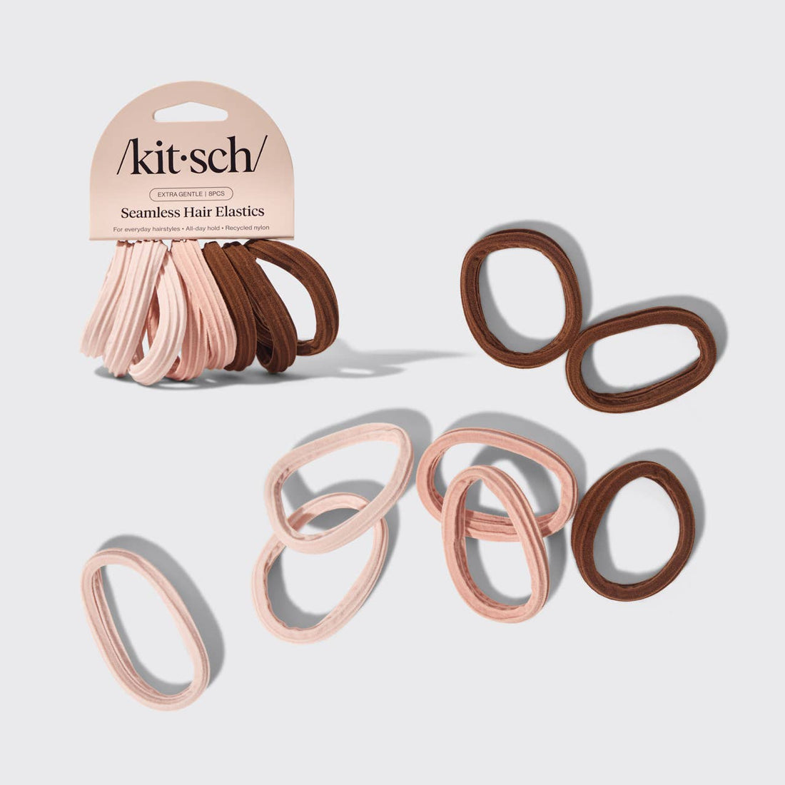 KITSCH - Recycled Seamless Hair Elastics 8pc Set- Rosewood