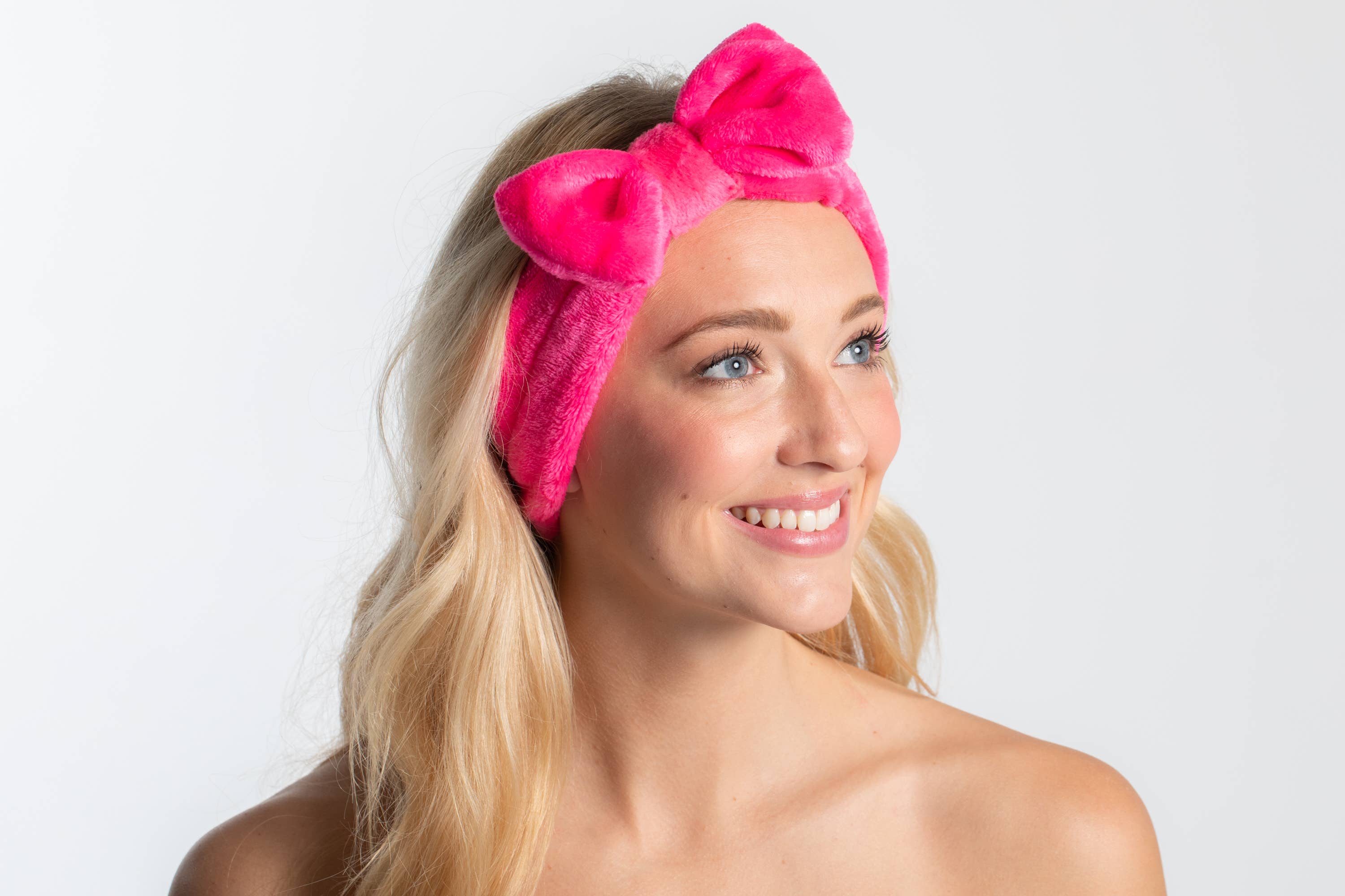 Bella Sleep + Spa - Plush Bow Spa Headband - Hot Pink