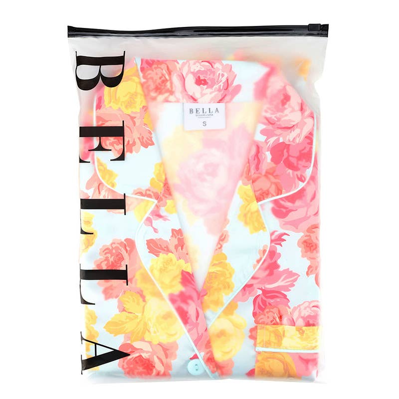 Bella Sleep + Spa - Bamboo PJ Set - Blue + Rose Floral