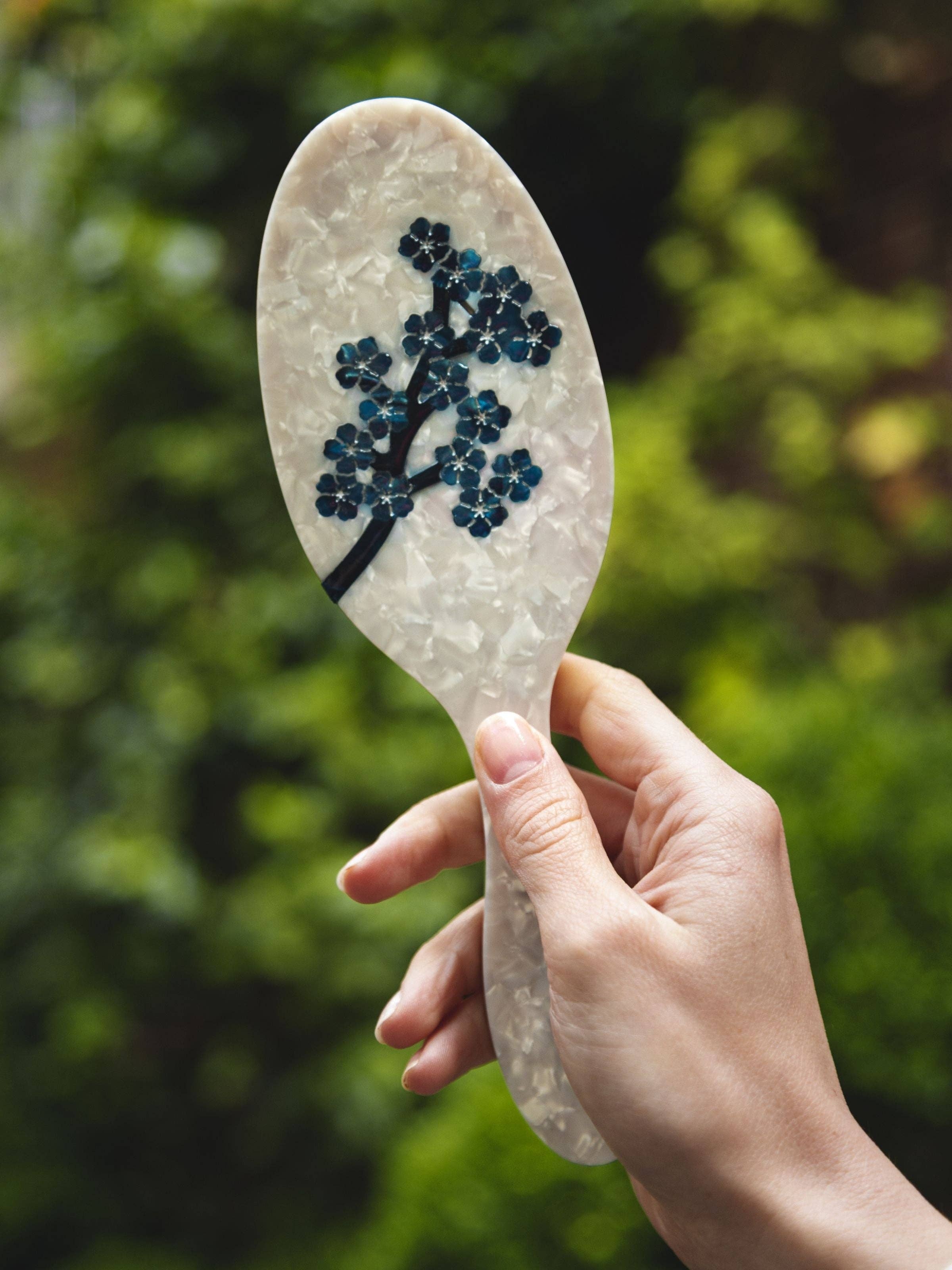 Solar Eclipse - Hand-painted White Sakura Blossom Brush | Eco-Friendly