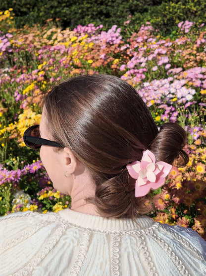 Solar Eclipse - Hand-painted Origami Magnolia Flower Hair Clip