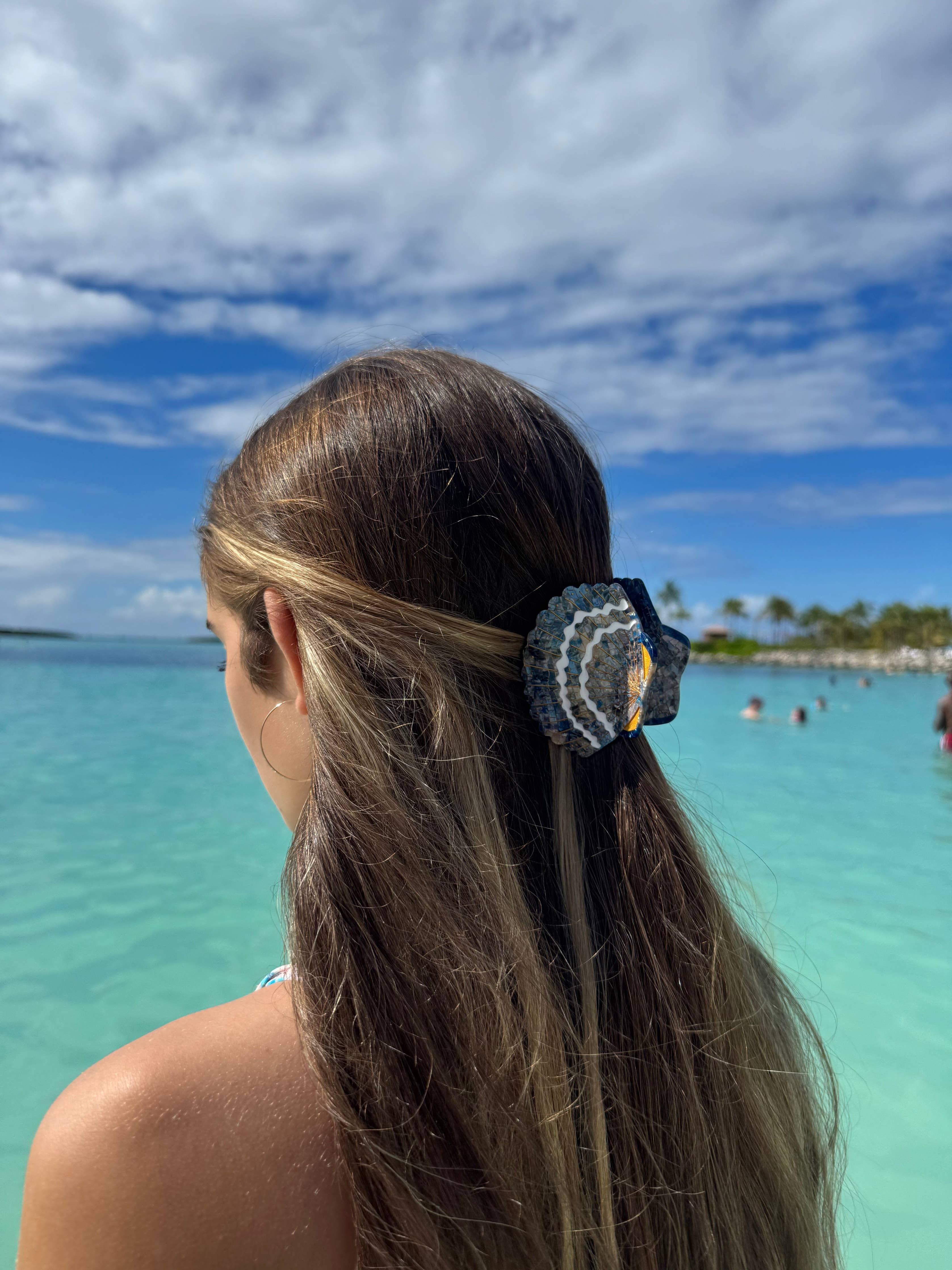 Solar Eclipse - Hand-painted Seashell Claw Hair Clip | Eco-Friendly