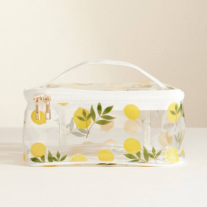 Frem - Fruit-Print Clear Makeup Bag with Handle Travel Organizer
