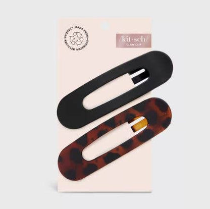 KITSCH - Flat Lay Claw Clip 2pc Flat - Black &amp; Tort