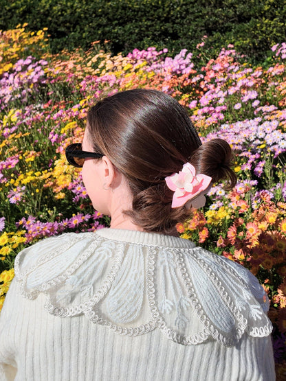 Solar Eclipse - Hand-painted Origami Magnolia Flower Hair Clip