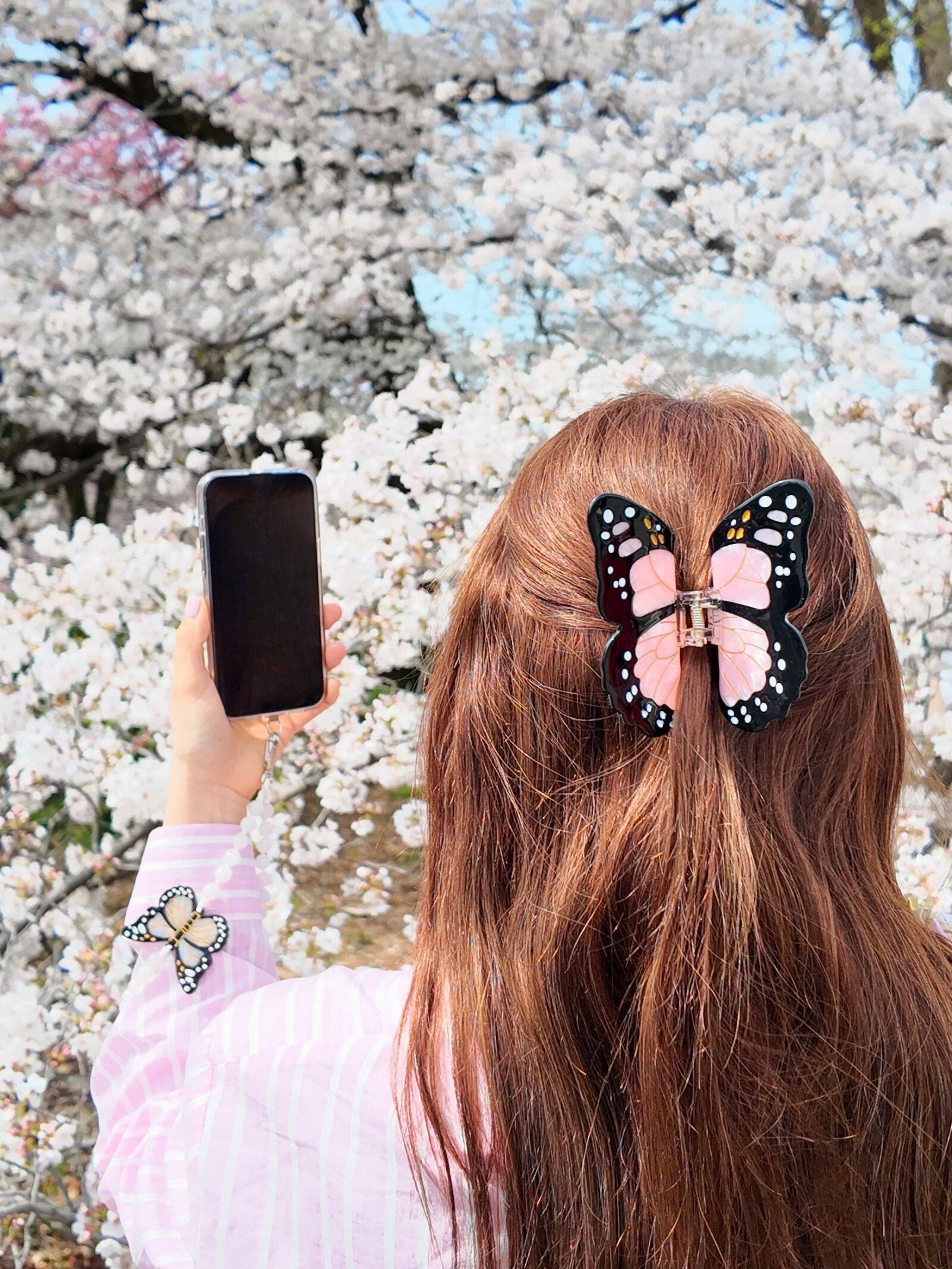 Solar Eclipse - Hand-painted Monarch Butterfly Claw Hair Clip | Eco-Friendly