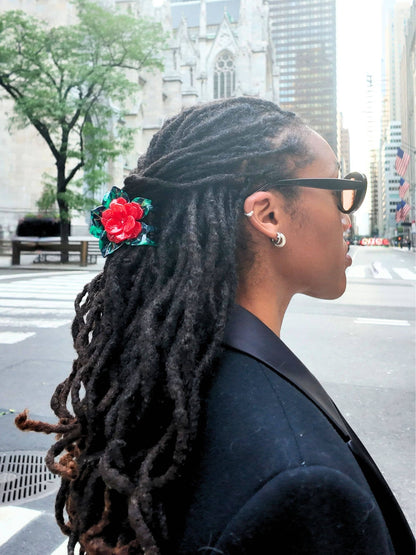 Solar Eclipse - Hand-painted Poinsettia Claw Hair Clip | Eco-Friendly