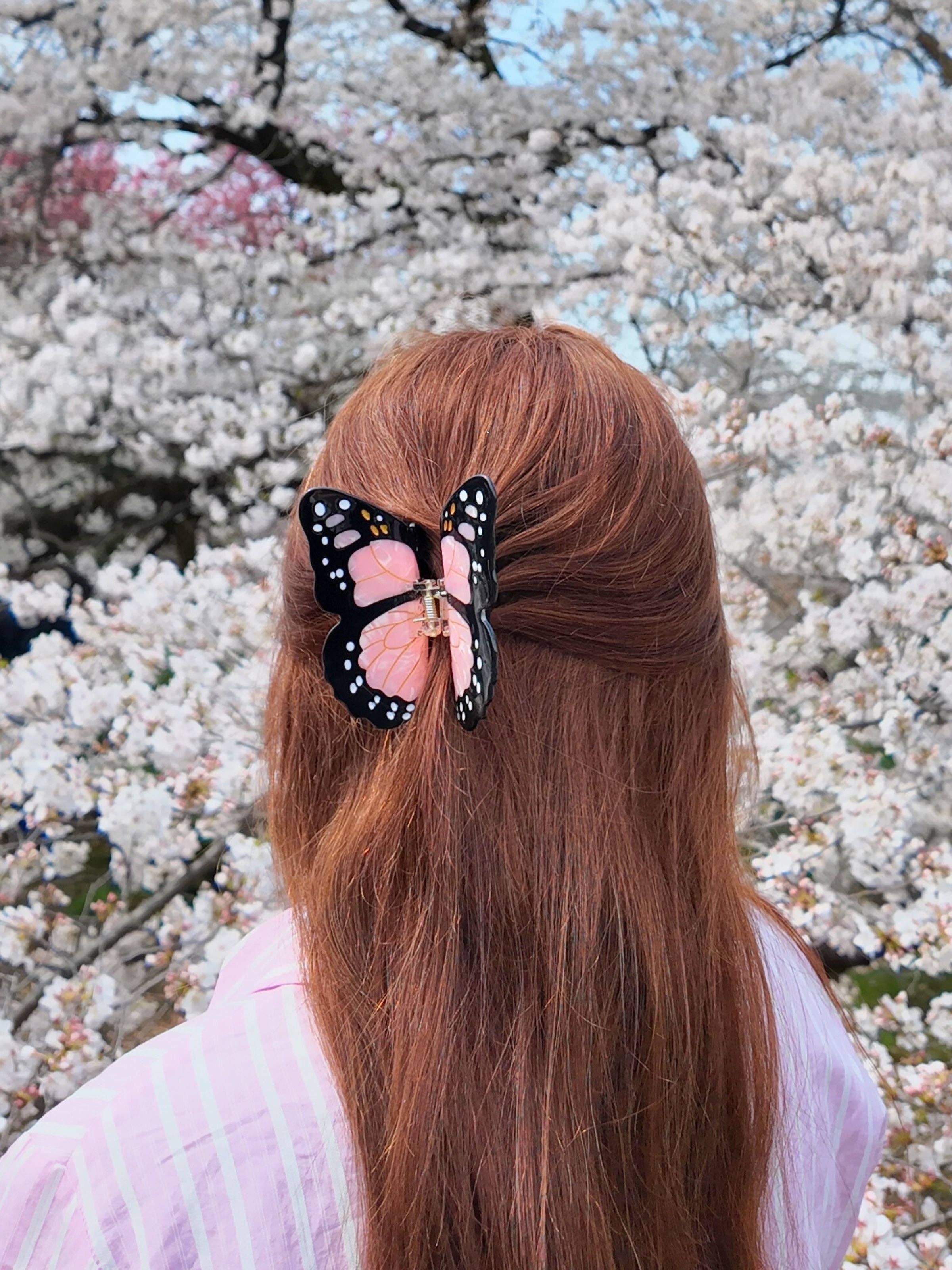 Solar Eclipse - Hand-painted Monarch Butterfly Claw Hair Clip | Eco-Friendly