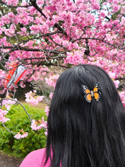 Solar Eclipse - Hand-painted Mini Monarch Butterfly Claw Hair Clip | Eco-Friendly