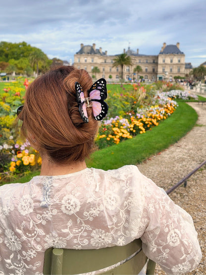 Solar Eclipse - Hand-painted Monarch Butterfly Claw Hair Clip | Eco-Friendly
