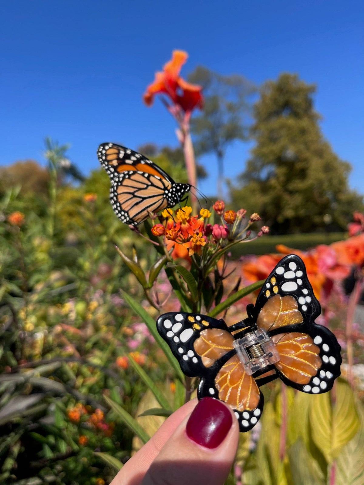Solar Eclipse - Hand-painted Mini Monarch Butterfly Claw Hair Clip | Eco-Friendly