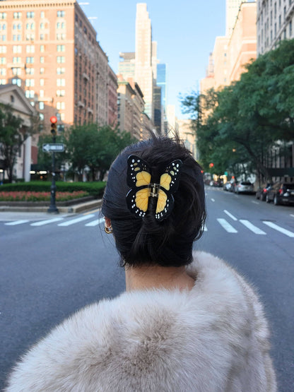 Solar Eclipse - Hand-painted Monarch Butterfly Claw Hair Clip | Eco-Friendly