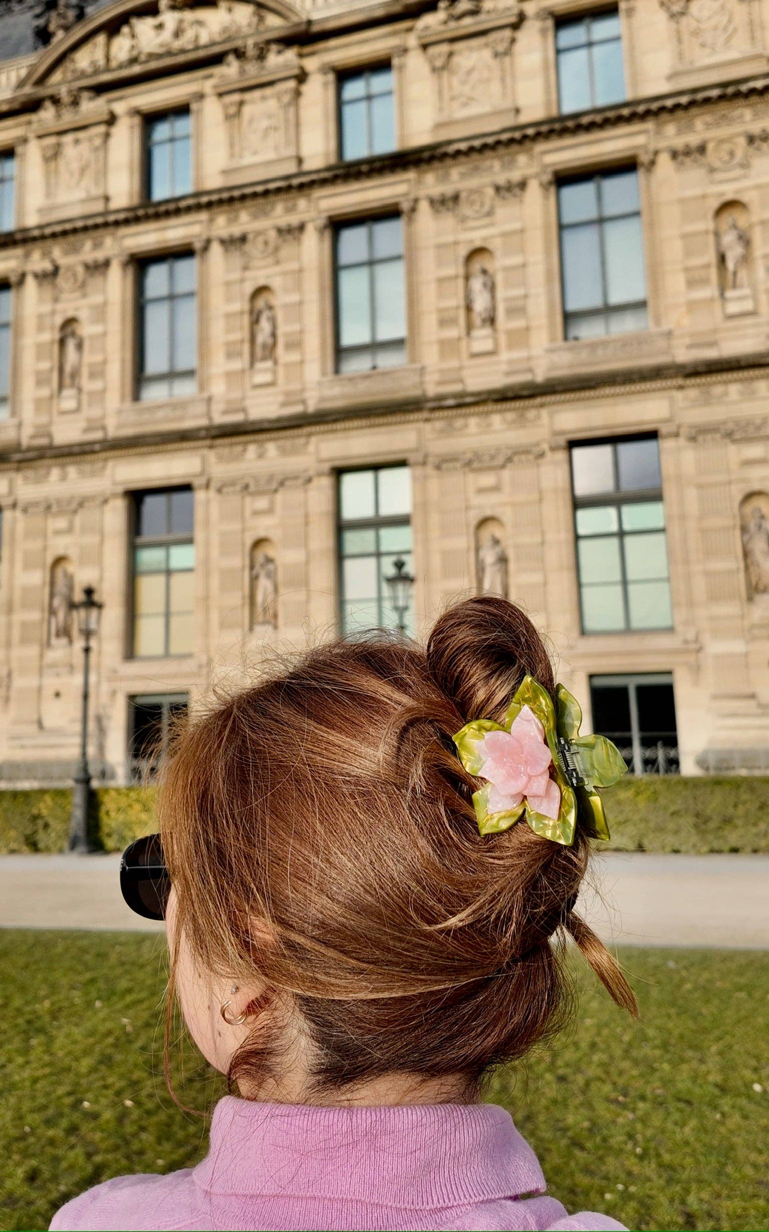 Solar Eclipse - Hand-painted Origami Magnolia Flower Hair Clip