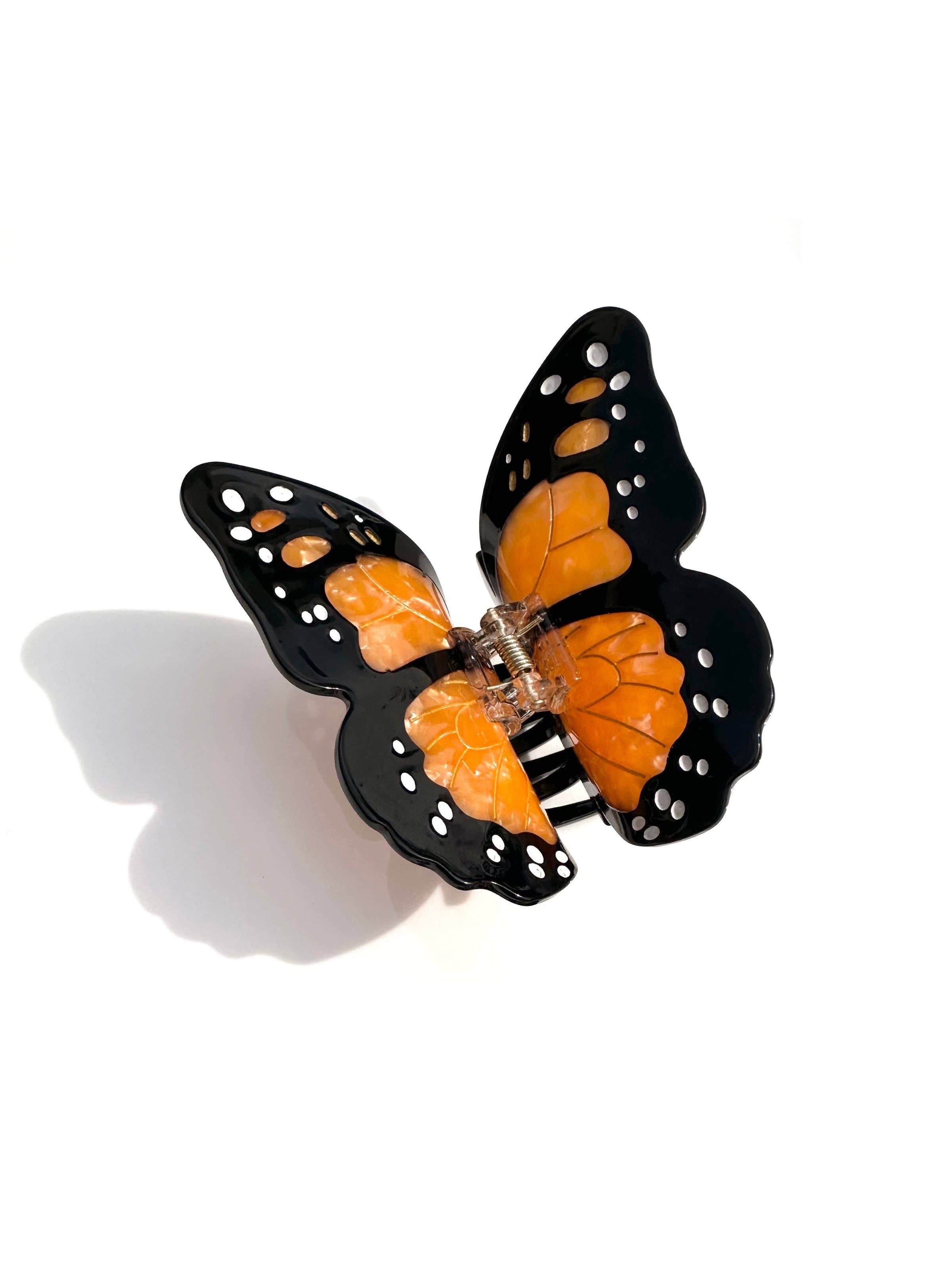 Solar Eclipse - Hand-painted Monarch Butterfly Claw Hair Clip | Eco-Friendly