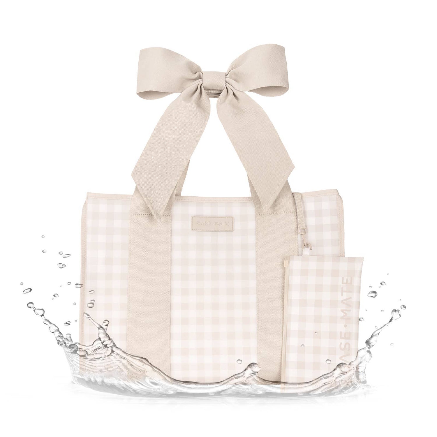 Case-Mate - Case-Mate Latte Gingham Bow Jelly Tote Bag