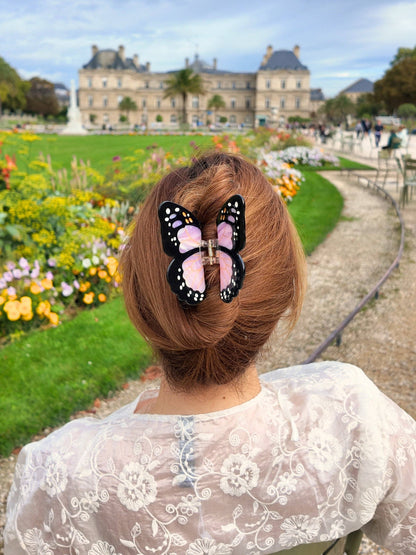 Solar Eclipse - Hand-painted Monarch Butterfly Claw Hair Clip | Eco-Friendly