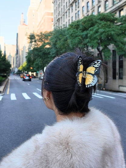 Solar Eclipse - Hand-painted Monarch Butterfly Claw Hair Clip | Eco-Friendly